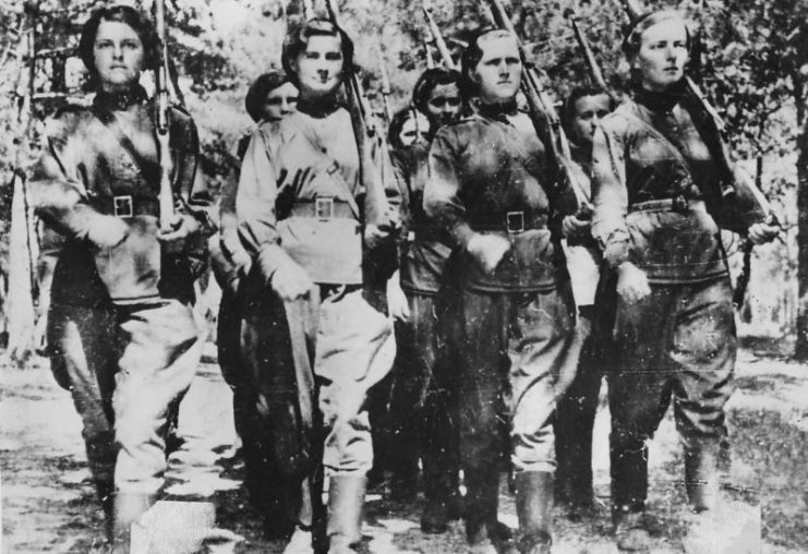 Soviet Army Women with Rifles.