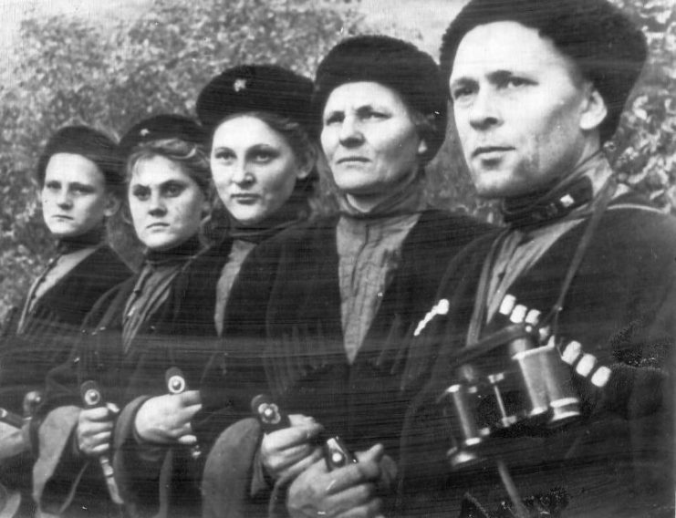 Soviet Cossack Family 1943. Note the warm headgear.