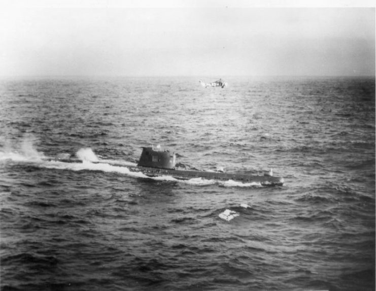 Soviet submarine B-59, in the Caribbean near Cuba