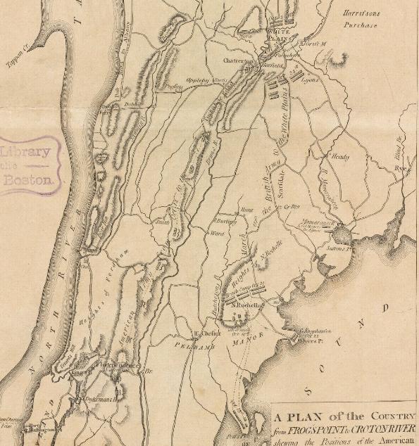 A period map depicting the British Army movements in Westchester County, New York