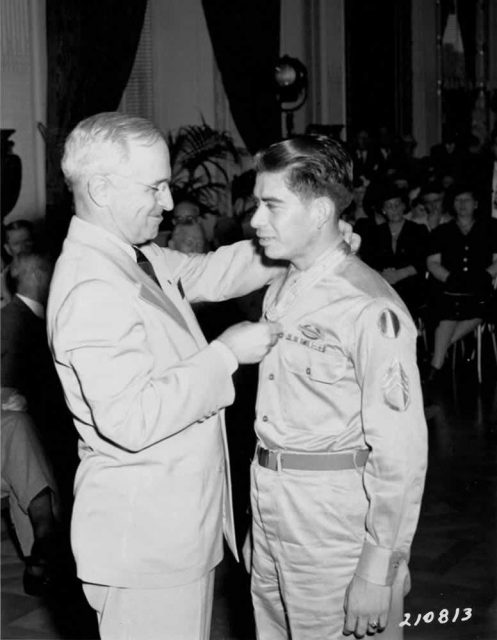 President Truman bestows the Medal of Honor on García
