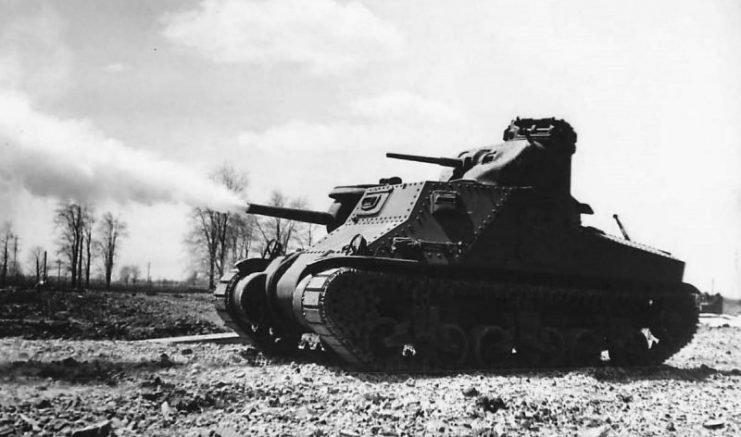 U.S. M3 Lee Tank Firing 75mm Gun.