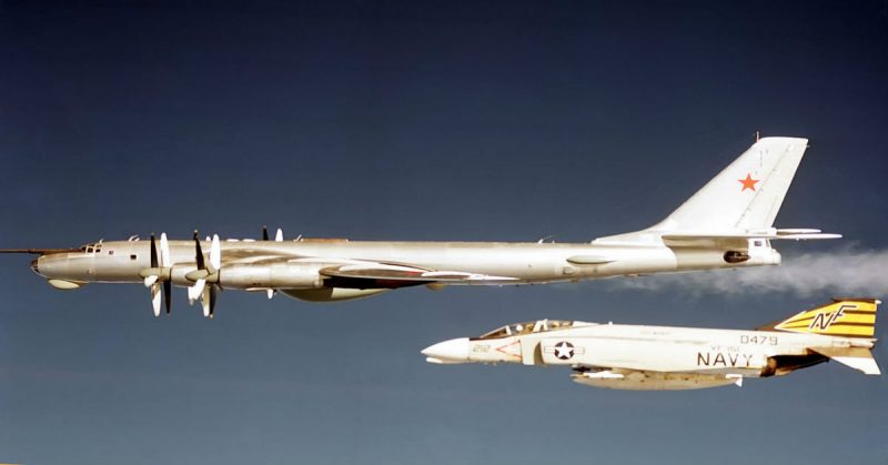 US Navy F-4 and Soviet Tupolev Tu-95 D - 1970s