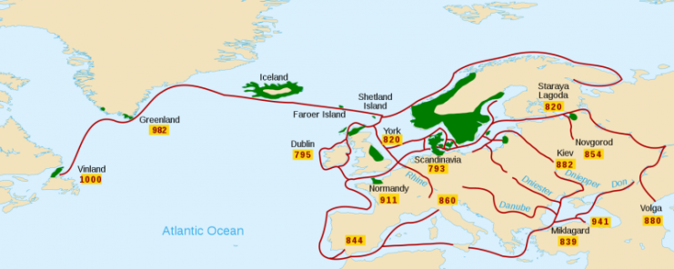 Viking Settlements and Voyages – Pinpin CC BY-SA 3.0