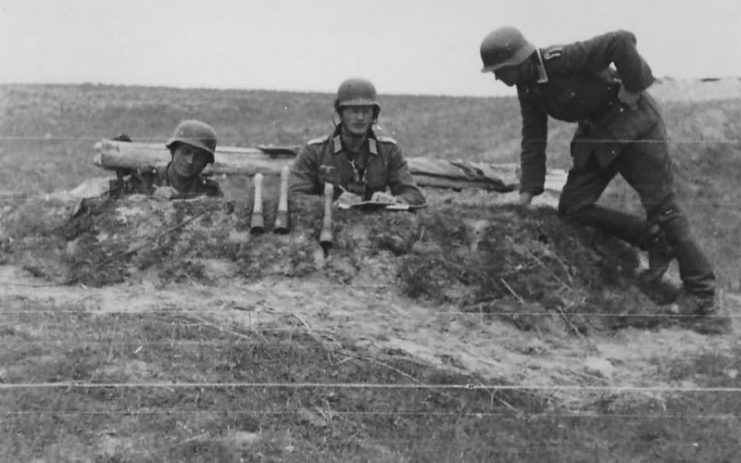 Wehrmacht Soldier Entrenched on the Eastern Front.