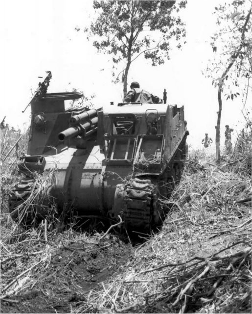 105mm Howitzer Motor Carriage on Luzon Philippines February 1945