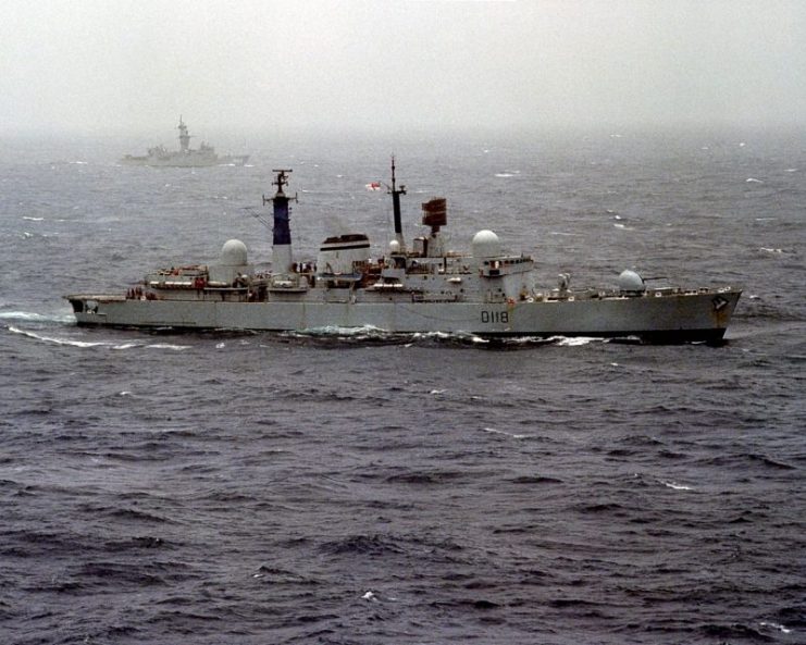 The British destroyer HMS Coventry (D118)