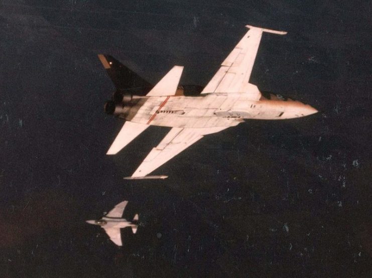 F-5E and F-4S during air combat maneuvering in 1982