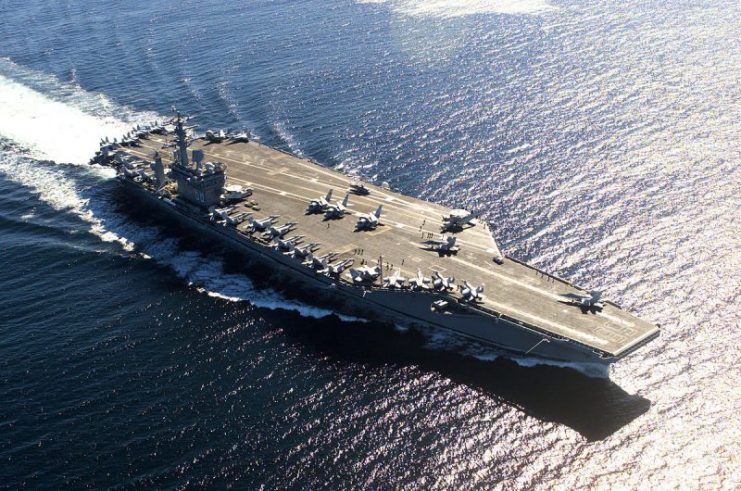 USS Nimitz (CVN-68), Photo is from after her 1999-2001 refit.