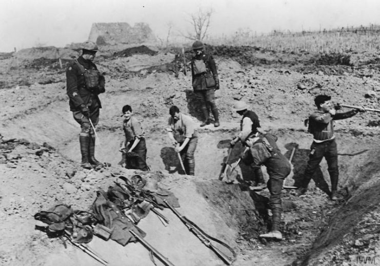 The Welsh Regiment at Houplines in France on 13 March 1918