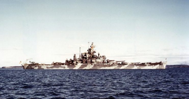 Alabama in Casco Bay, Maine circa December 1942.