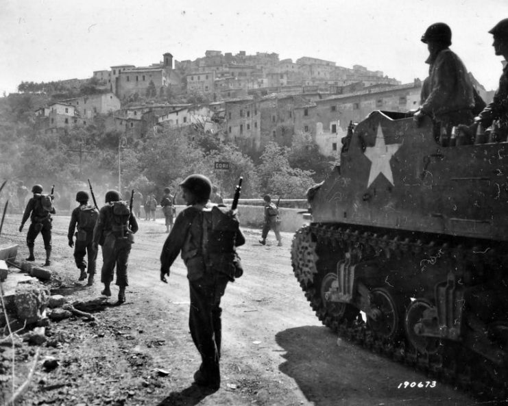 3rd Infantry Division Troops and M7 Priest Cori Italy 1944