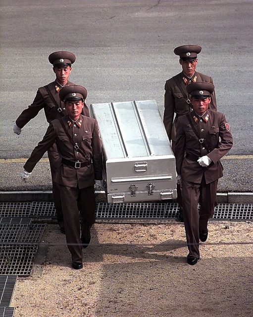 North Korean soldiers carry a casket with the remains of U.S. soldiersBy UNC-CFC-USFK- CC BY 2.0