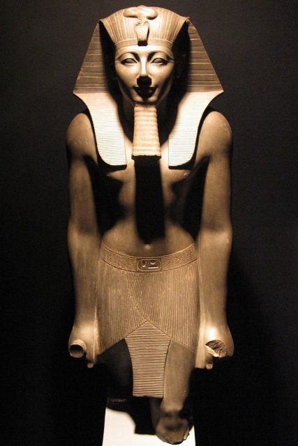 Tuthmosis III basalt statue in Luxor Museum.
