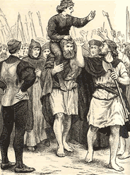 A 19th-century illustration depicting Irish supporters carrying Simnel