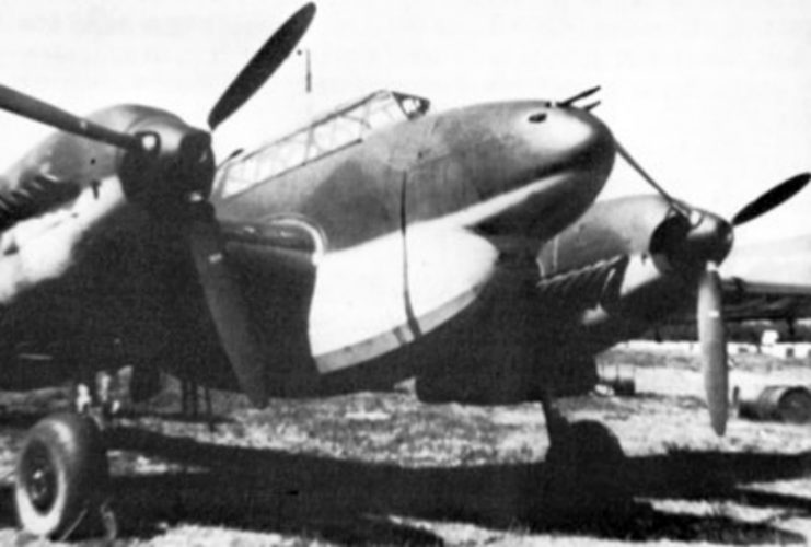 A Bf 110D-0 with an early “dachshund’s belly” fuel tank