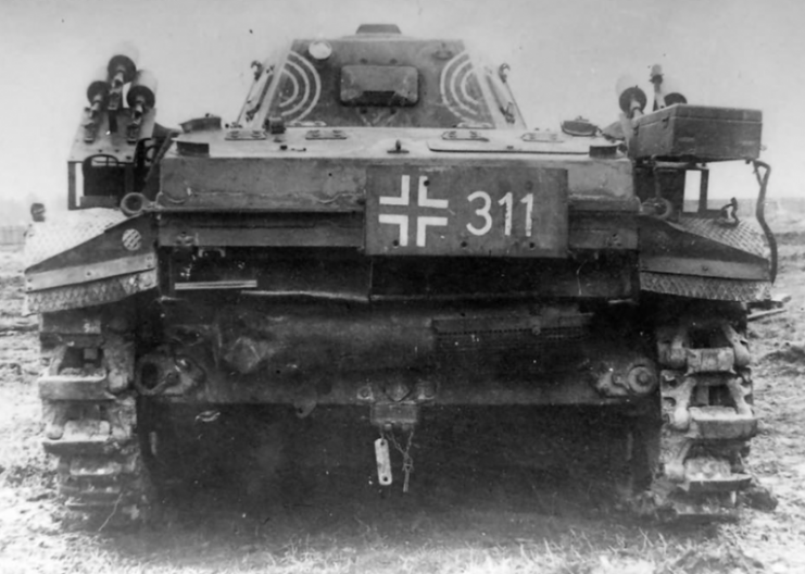 A  Panzer II Flamingo code 311, rear view captured by Soviet troops.