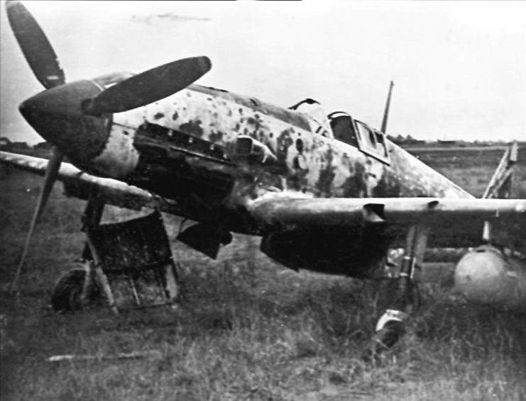A captured Japanese Kawasaki Ki-61 Hien fighter (Allied code name “Tony”) at Clark Field, Luzon (Philippines), in 1945.