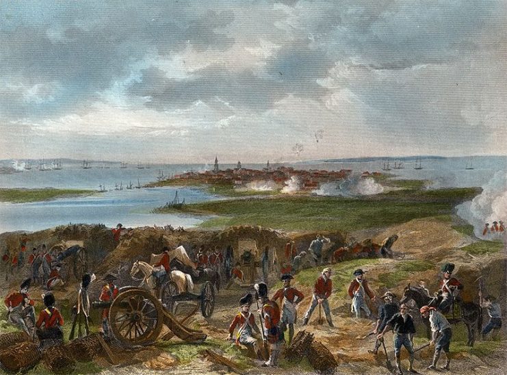 A depiction of the Siege of Charleston (1780) by Alonzo Chappel.