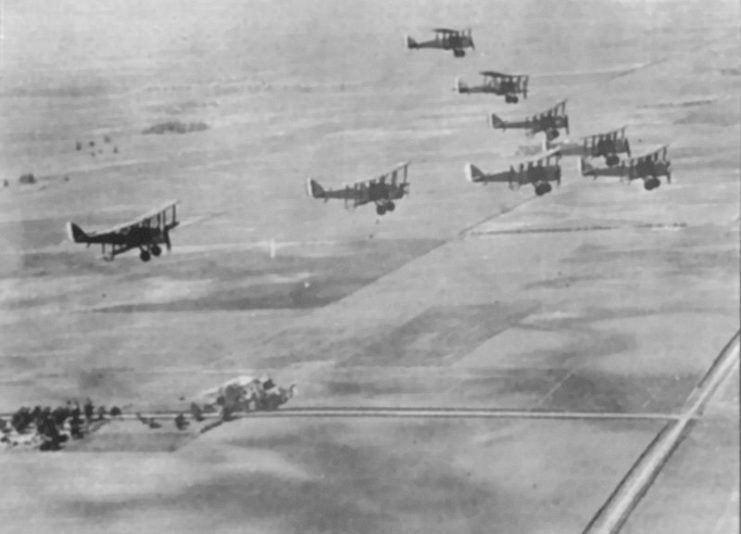 A formation of DH-4s in flight
