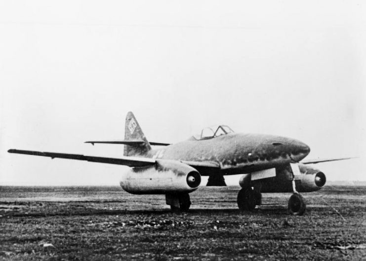 A German Messerschmitt Me 262A-1a jet fighter.