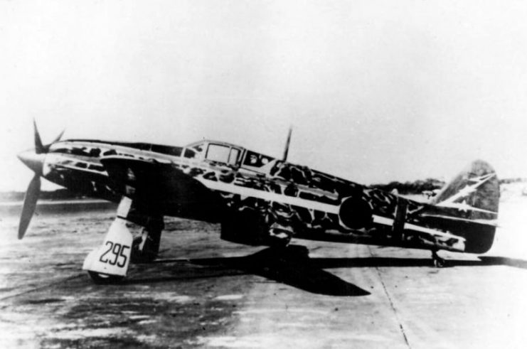 A Kawasaki Ki-61 Hien (Ki-61-I Hei) of the 244th squadron (Fighter Regiment), Imperial Japanese Army Air Force. “295” was the plane assigned to captain Kobayashi Teruhiko.