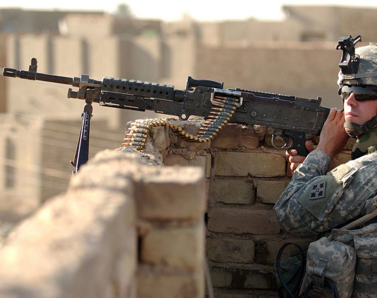 A M240B in use by a U.S. Army soldier.