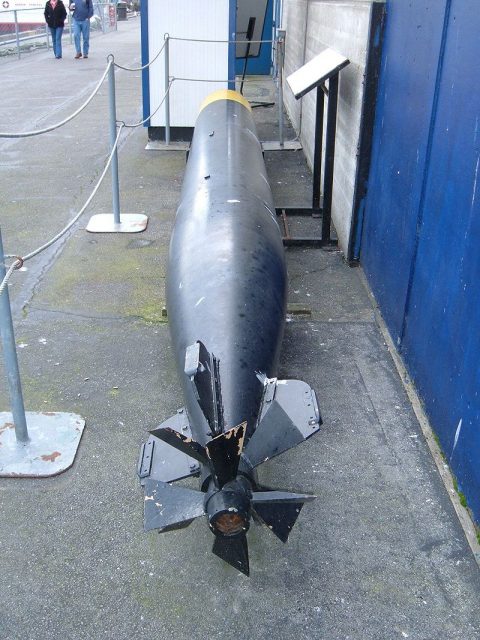 A Mark 14 torpedo on display at Fisherman’s Wharf in San Francisco.Photo BrokenSphere CC BY-SA 3.0