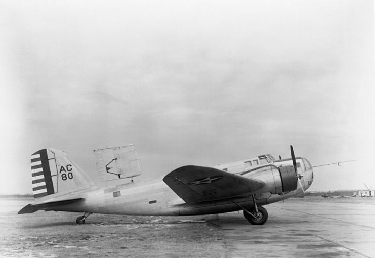 A U.S. Army Air Corps Douglas B-18 test aircraft that came from the 3rd Attack Group, Barksdale Field, Louisiana,