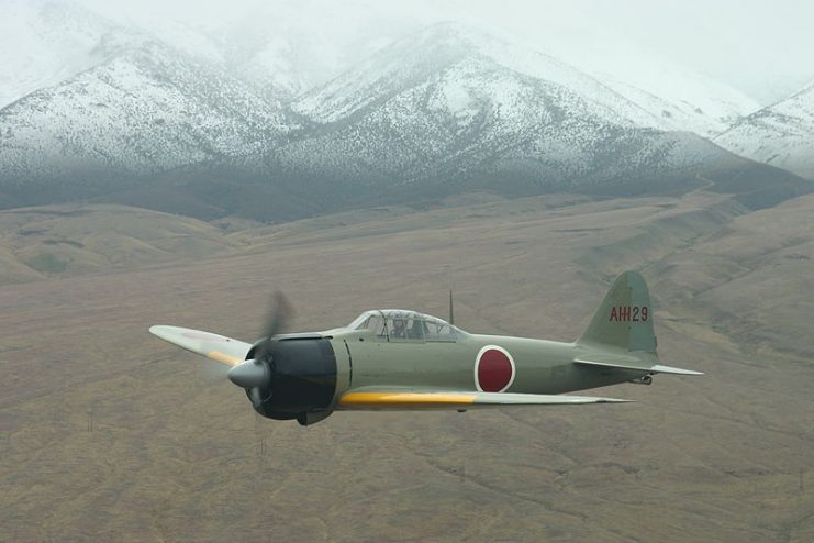 A6M2 Zero in flight.Photo Marc Grossman CC BY-SA 3.0