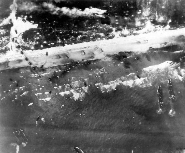 Aerial View of US D-Day landing on Normandy’s Utah Beach