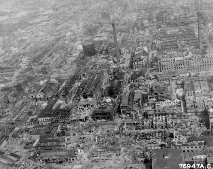 Aerial View Of The Ruins Of The IG Farbenindustrie Synthetic Chemical Plant In Ludwigshafen