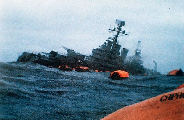 ARA General Belgrano sinking during the 1982 Falklands War.