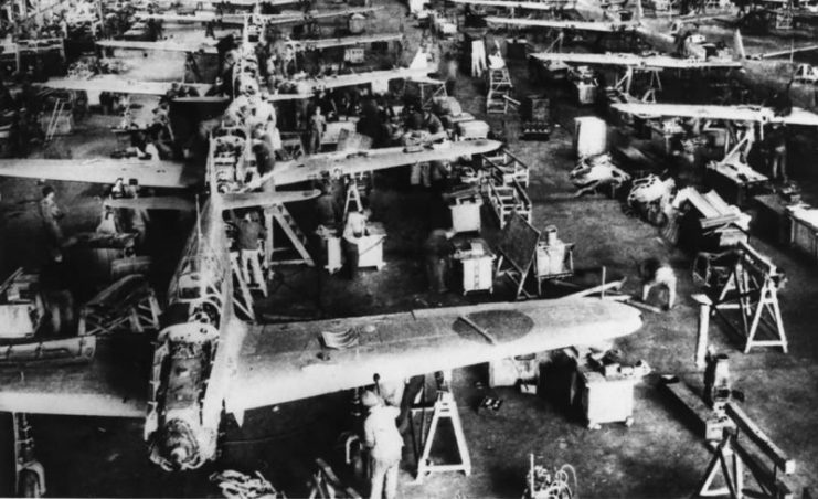 Assembly line for Ki-61 in Japan