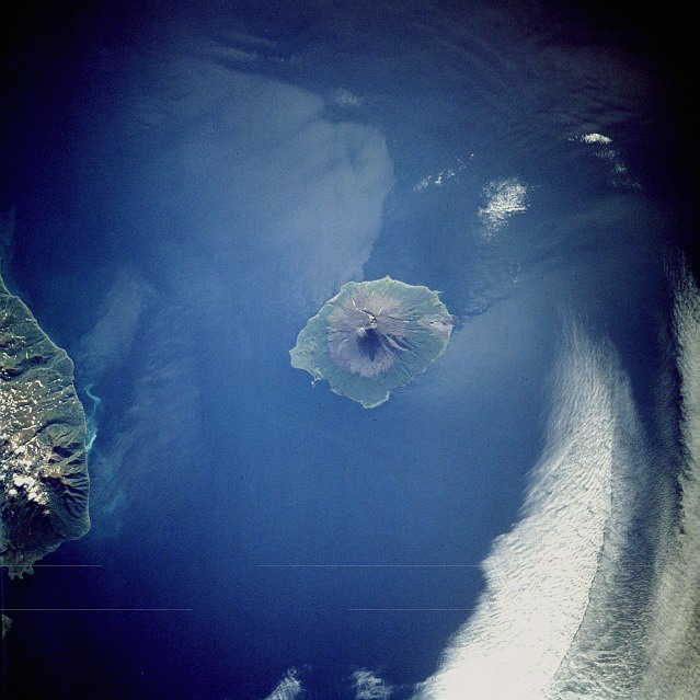 Atlasov Island — northernmost island of the Kurils, viewed from space