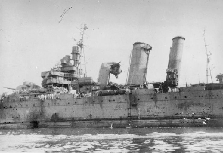 Australia in January 1945 showing accumulated damage from kamikaze attacks