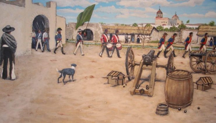 Battle of Medina near San Antonio, Texas. – Image from the Alamo Museum.