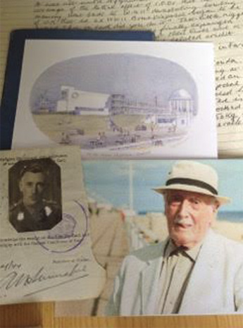 Captain John Hannaford’s handwritten notes, photos and his painting that started the story.