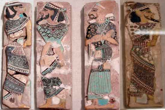 Canaanites and Shasu Leader captives from Ramses III’s tile collection. Photo Wolfman12405 / CC BY-SA 4.0