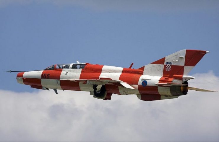 Croatian Air Force MiG-21UMD in unique promotional paint scheme.Photo Chris Lofting