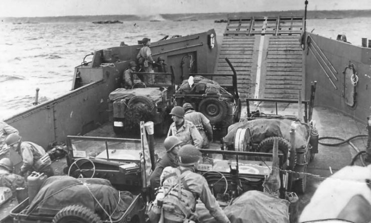 D-Day Allied Men and equipment approach French coast