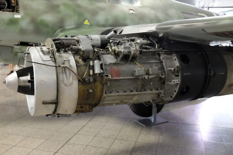 Detail of the turbojet engine of the Messerchmitt 262 exhibited at the Deutsches Museum.Photo: Nicola Giorgione CC BY-SA 4.0