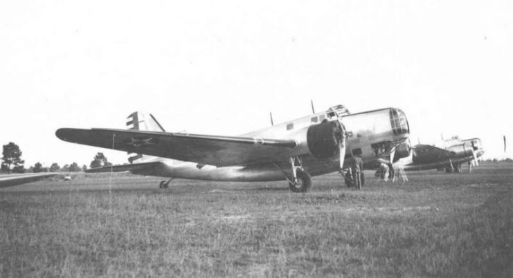 Douglas B-18 parked on the flying field