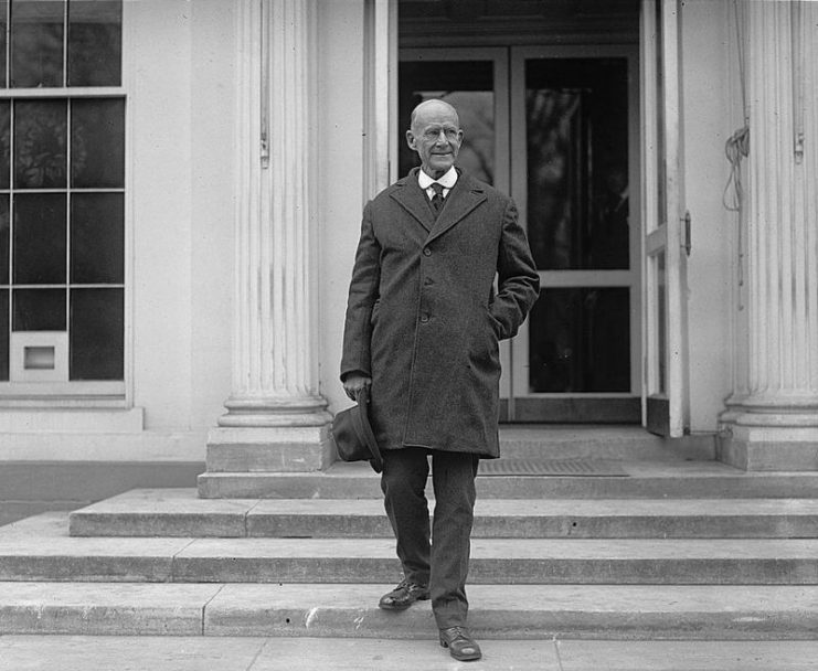 Eugene Debs leaving White House, 24 December 1921, the day after his release from prison following a Presidential pardon.
