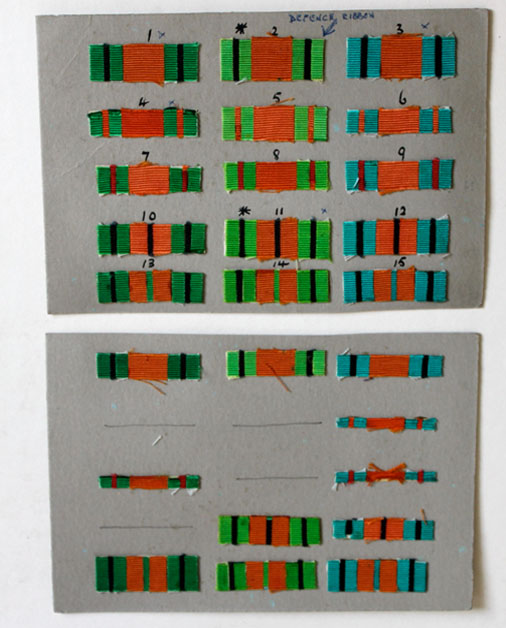 Figure 4 – WWII Defence Medal ribbon designs. Courtesy: Imperial War Museum