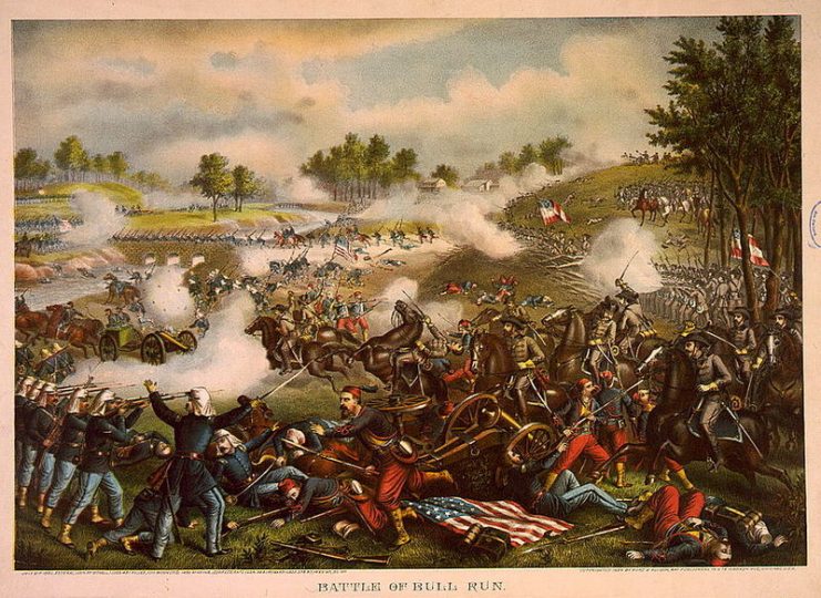 First Battle of Bull Run, chromolithograph by Kurz & Allison