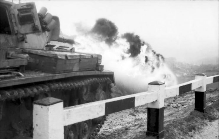 Flammpanzer III in action somewhere in Italy