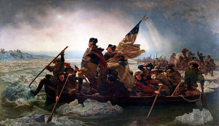 Painting of George Washington and his troops crossing the Delaware
