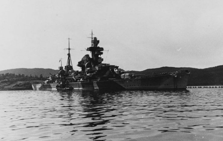(German Heavy Cruiser, 1939-1945) In Norwegian waters, during World War II. U.S. Naval History and Heritage Command Photograph.