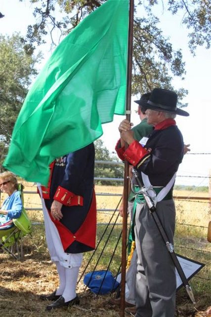 Green Flag of the 1st Texas Revolution at a reenactment of the Battle of Medina. – Photo Credit Lone Star Historian